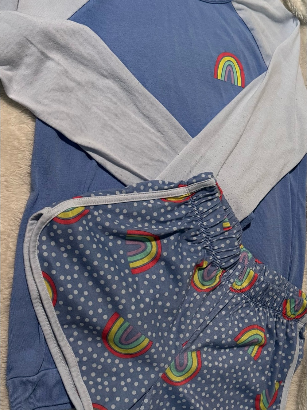 Cat & Jack Blue and Light Blue Rainbow Pajama Set